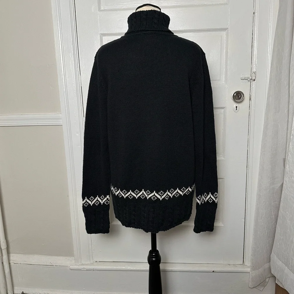 Northern Reflections‎ Vintage Black Turtleneck Sweater White Nordic Embroidered - Picture 11 of 16